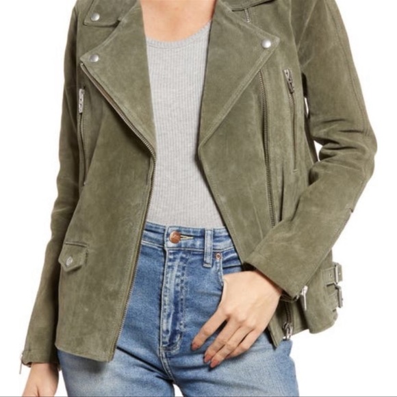 BLANK NYC Green Suede Leather Moto Jacket Size M - Picture 1 of 15